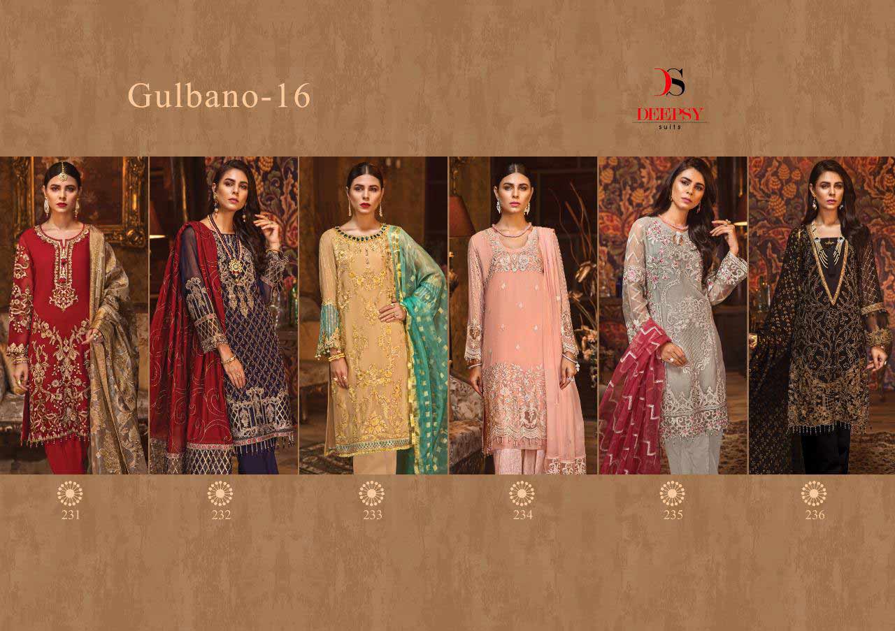 Deepsy Gulbano Vol 16 Georgette 231-236 Series Suit Deepsy Gulbano Vol 16 Georgette 231-236 Series Suit